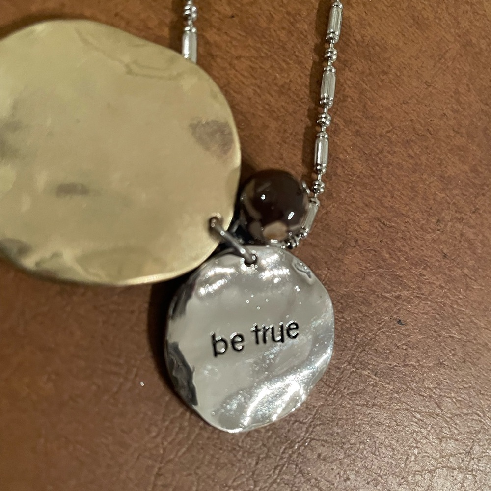 Chico’s “Be Inspired” reversible two tone necklace in silver and gold tones NWT - Picture 3 of 7